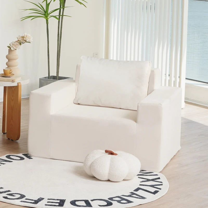Fauteuil d'appoint moderne en mousse de 102 cm avec oreiller