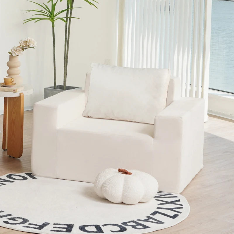 Ameican White Oak Modern 40.2 Accent Chair with Pillow