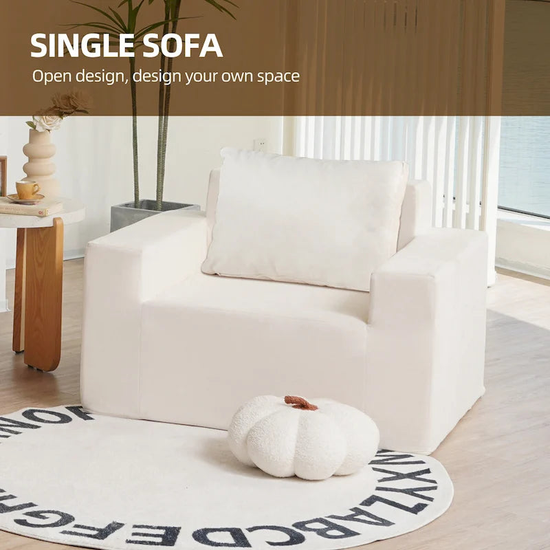 Fauteuil d'appoint moderne en mousse de 102 cm avec oreiller