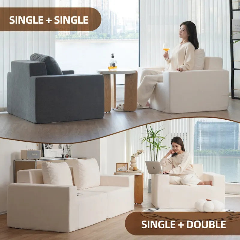 Fauteuil d'appoint moderne en mousse de 102 cm avec oreiller