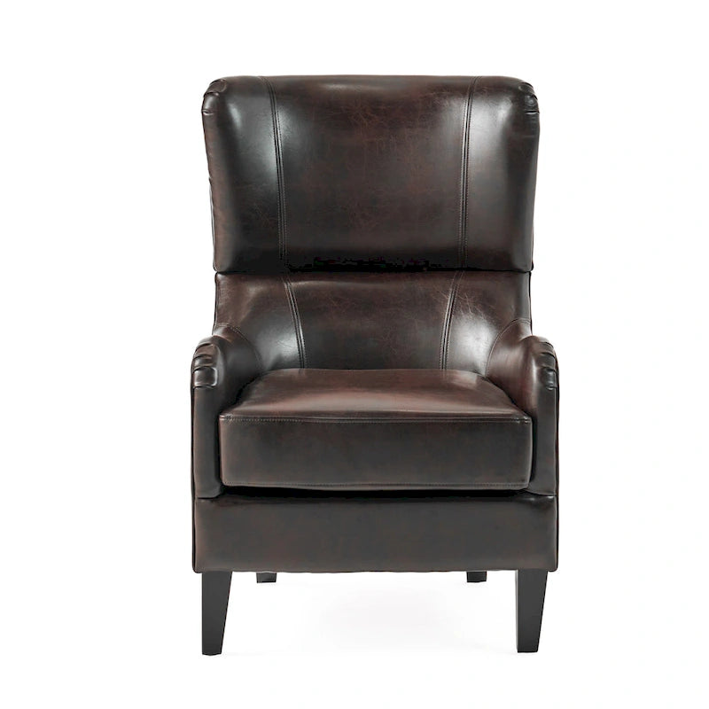 27 Fauteuil d'appoint à dossier haut avec dossier à oreilles et pieds en bouleau