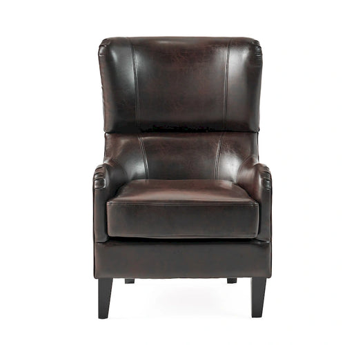 27 Fauteuil d'appoint à dossier haut avec dossier à oreilles et pieds en bouleau