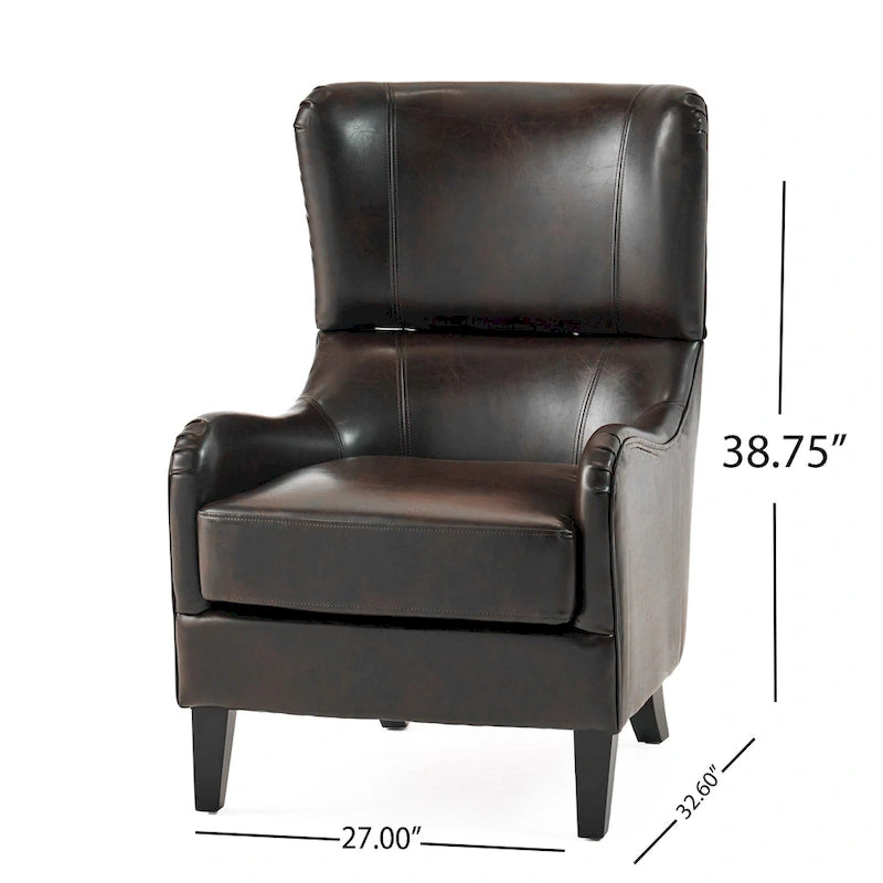 27 Fauteuil d'appoint à dossier haut avec dossier à oreilles et pieds en bouleau