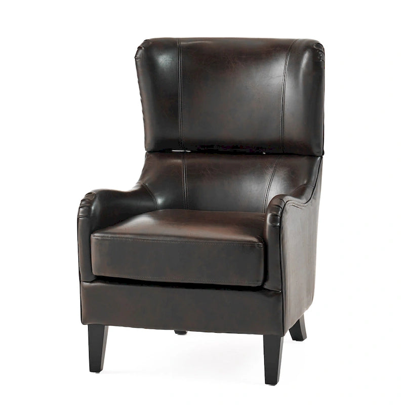 27 Fauteuil d'appoint à dossier haut avec dossier à oreilles et pieds en bouleau