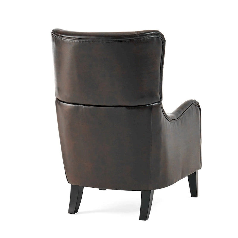 27 Fauteuil d'appoint à dossier haut avec dossier à oreilles et pieds en bouleau