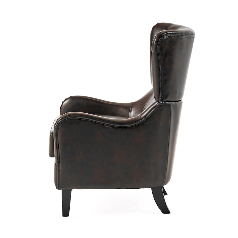 27 Fauteuil d'appoint à dossier haut avec dossier à oreilles et pieds en bouleau