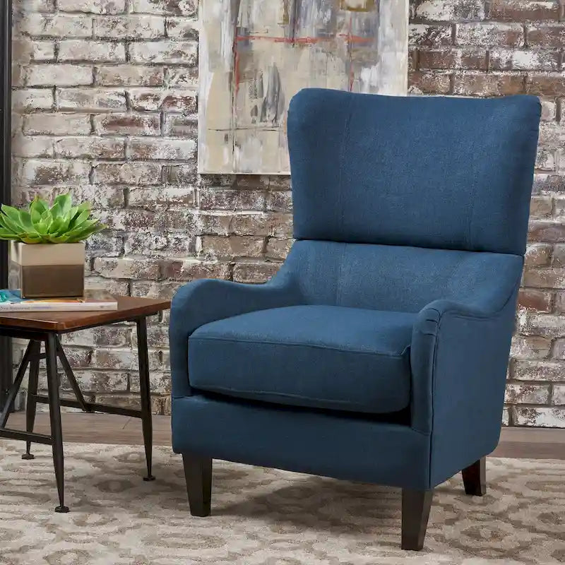 27 Fauteuil d'appoint à dossier haut avec dossier à oreilles et pieds en bouleau