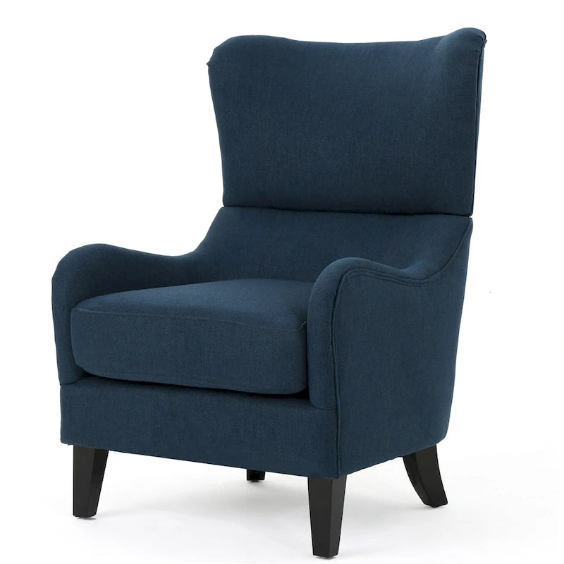 27 Fauteuil d'appoint à dossier haut avec dossier à oreilles et pieds en bouleau