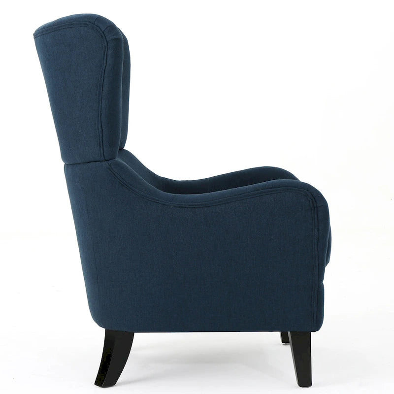 27 Fauteuil d'appoint à dossier haut avec dossier à oreilles et pieds en bouleau