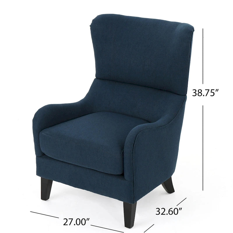 27 Fauteuil d'appoint à dossier haut avec dossier à oreilles et pieds en bouleau