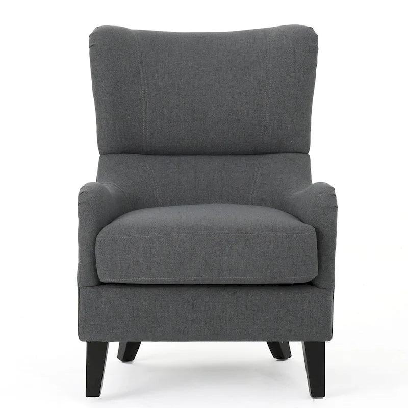 27 Fauteuil d'appoint à dossier haut avec dossier à oreilles et pieds en bouleau