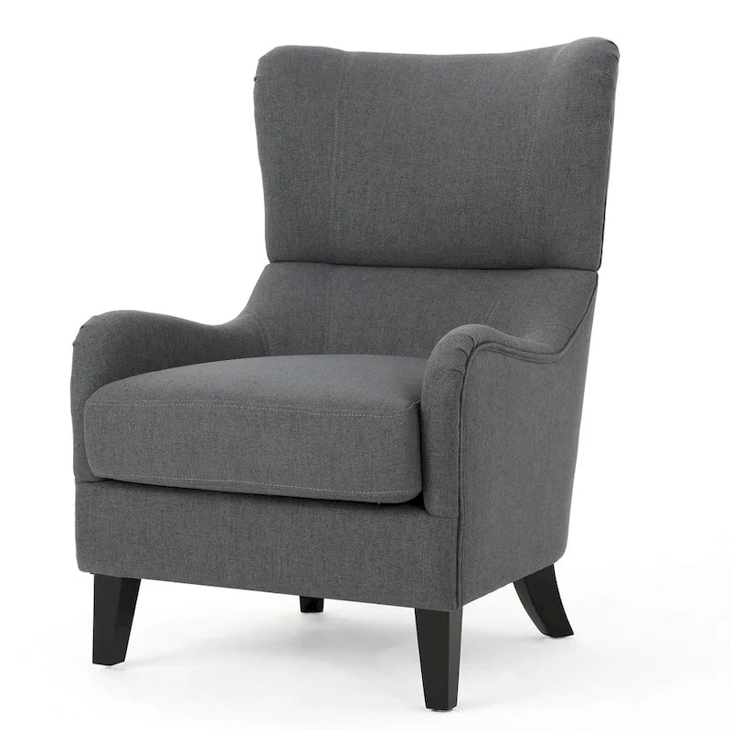 27 Fauteuil d'appoint à dossier haut avec dossier à oreilles et pieds en bouleau