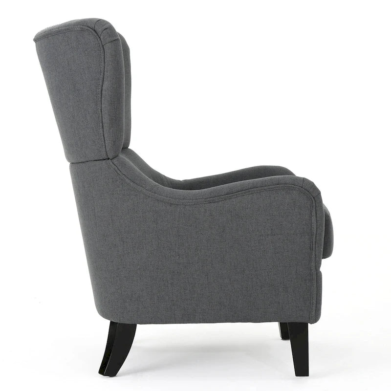 27 Fauteuil d'appoint à dossier haut avec dossier à oreilles et pieds en bouleau