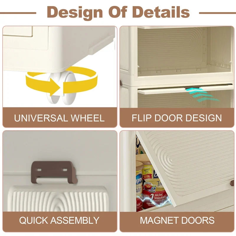 Organisateur de Rangement Portable pour Vêtements, Armoire Penderie, Portes Magnétiques avec 4 Cubes et Tige de Suspension, 10 cintres