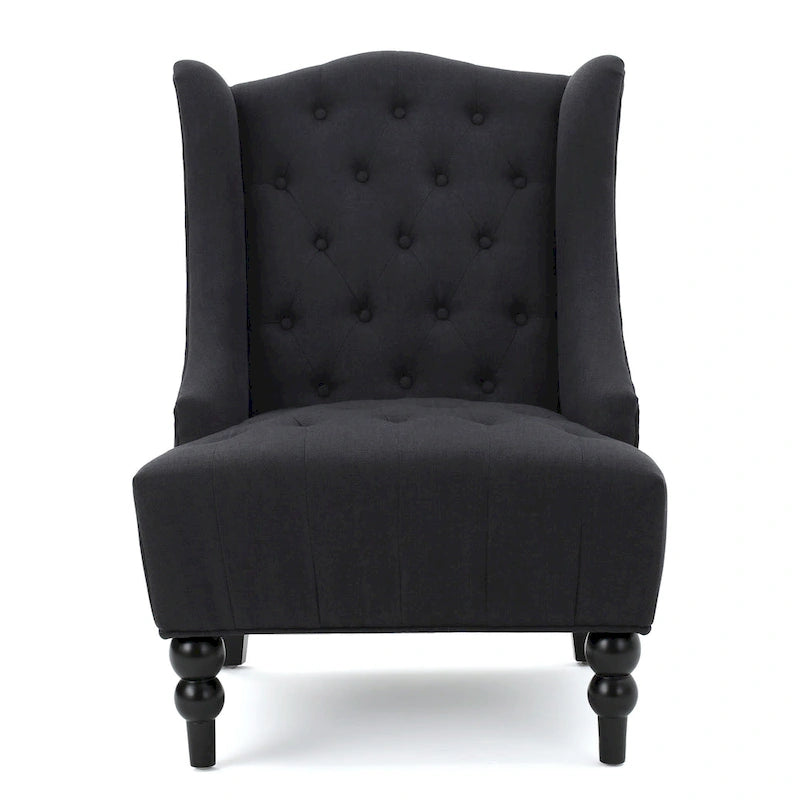Fauteuil Club Capitonnage Boutonné Dossier Haut Rembourré Anthracite 27,5 po