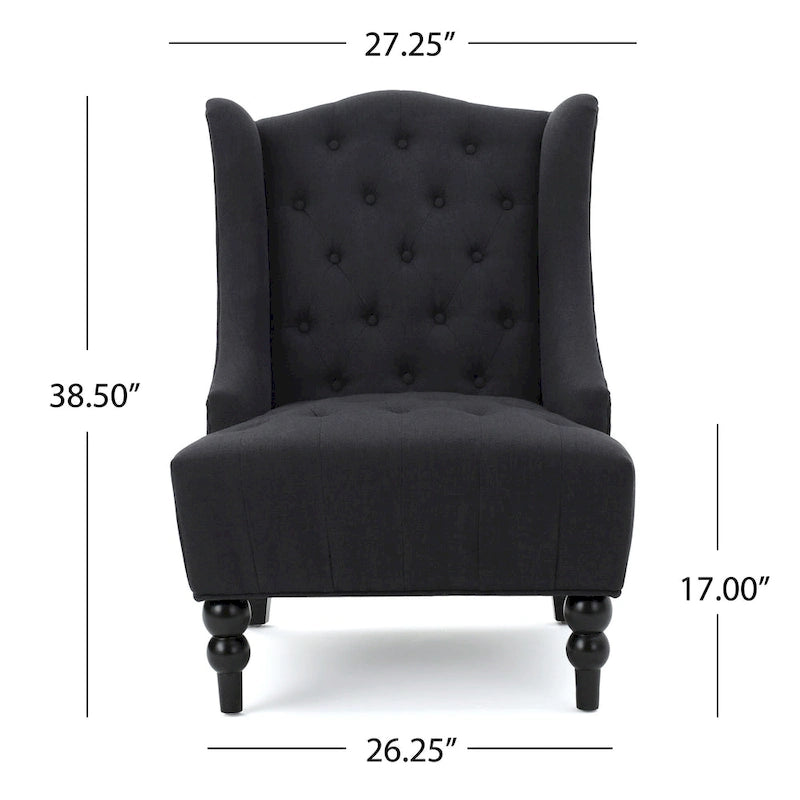 Fauteuil Club Capitonnage Boutonné Dossier Haut Rembourré Anthracite 27,5 po