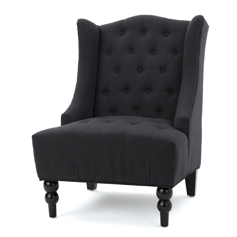 Fauteuil Club Capitonnage Boutonné Dossier Haut Rembourré Anthracite 27,5 po