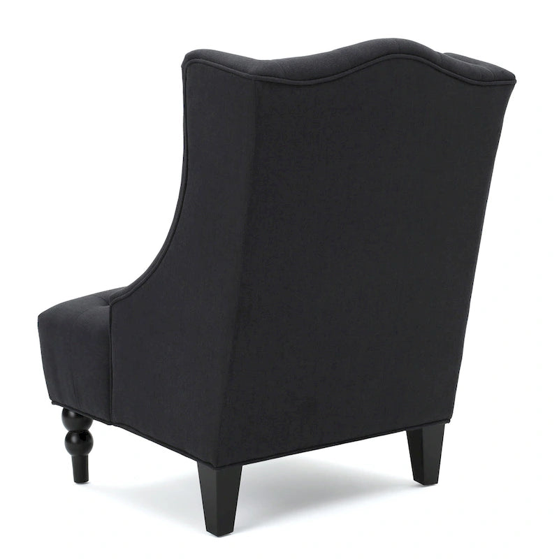 Fauteuil Club Capitonnage Boutonné Dossier Haut Rembourré Anthracite 27,5 po
