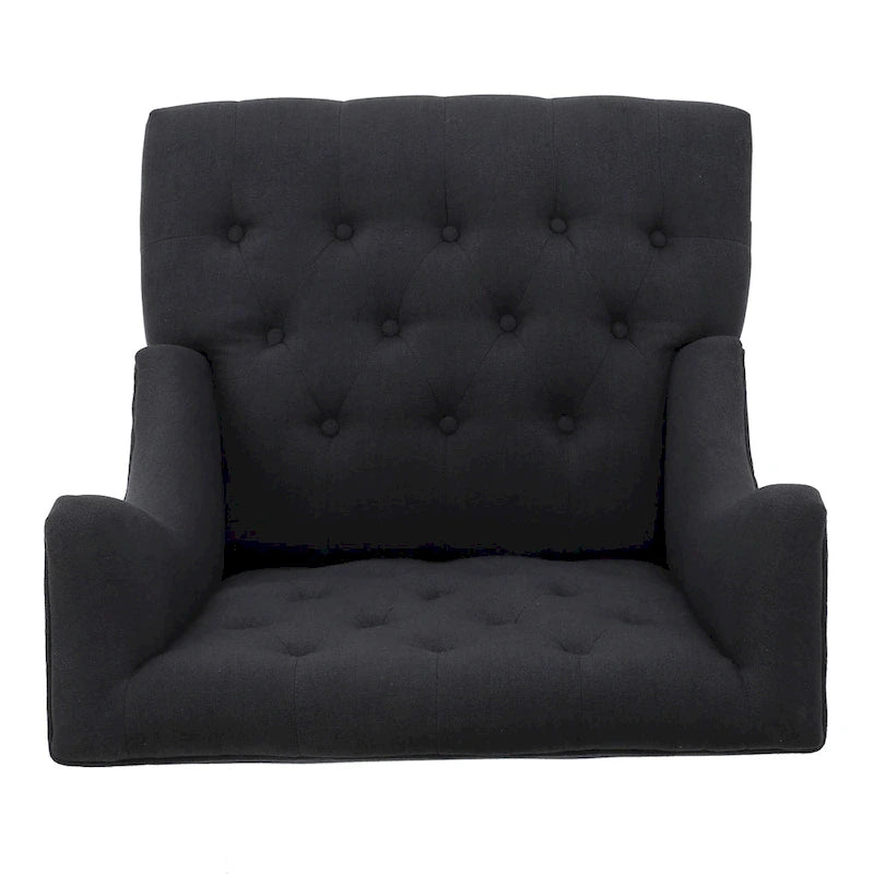 Fauteuil Club Capitonnage Boutonné Dossier Haut Rembourré Anthracite 27,5 po