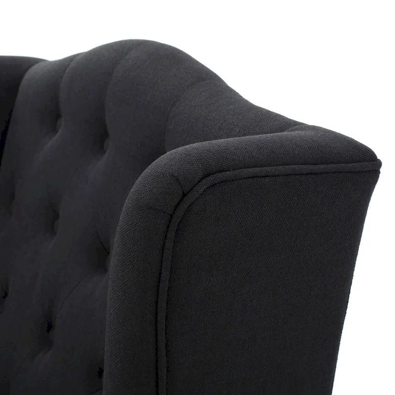 Fauteuil Club Capitonnage Boutonné Dossier Haut Rembourré Anthracite 27,5 po