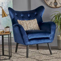 Fauteuil à oreilles en velours bleu marine 34,25 po