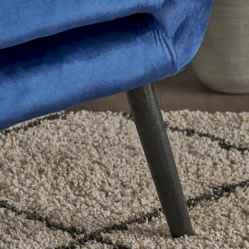 Fauteuil à oreilles en velours bleu marine 34,25 po