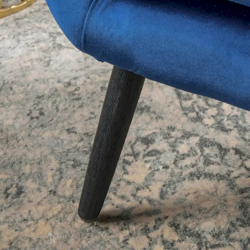 Fauteuil à oreilles en velours bleu marine 34,25 po