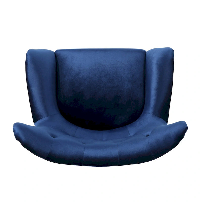 Fauteuil à oreilles en velours bleu marine 34,25 po