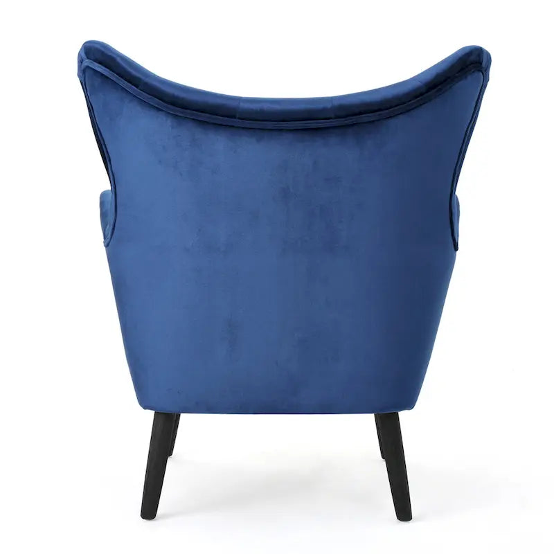 Fauteuil à oreilles en velours bleu marine 34,25 po