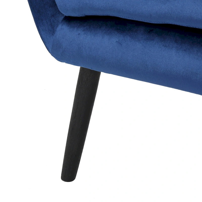 Fauteuil à oreilles en velours bleu marine 34,25 po