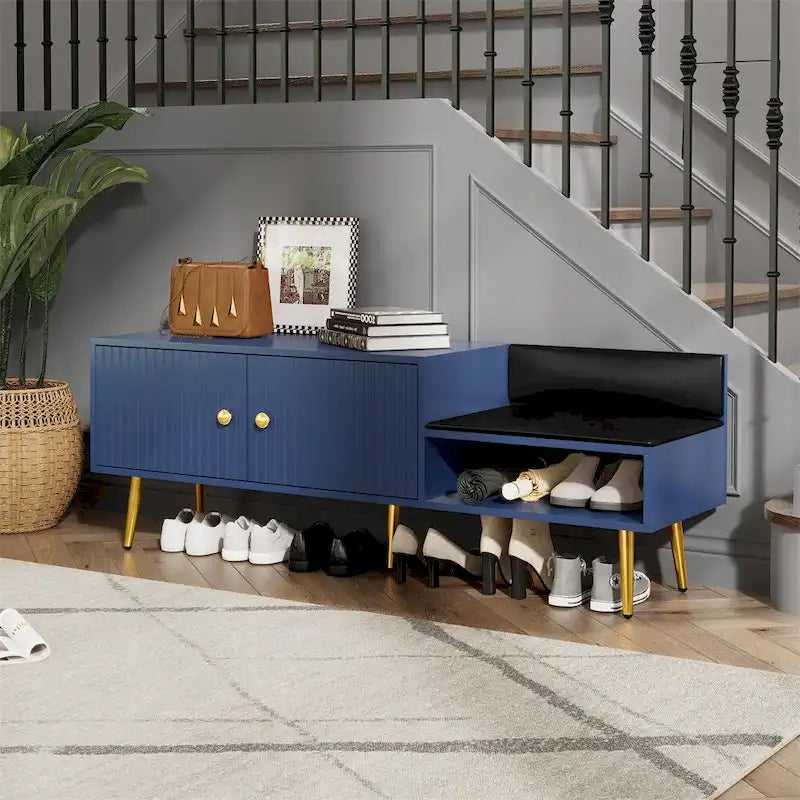 Banc à chaussures moderne avec rangement dissimulé et coussins rembourrés