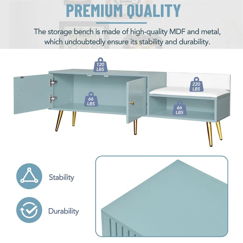 Banc à chaussures moderne avec rangement dissimulé et coussins rembourrés