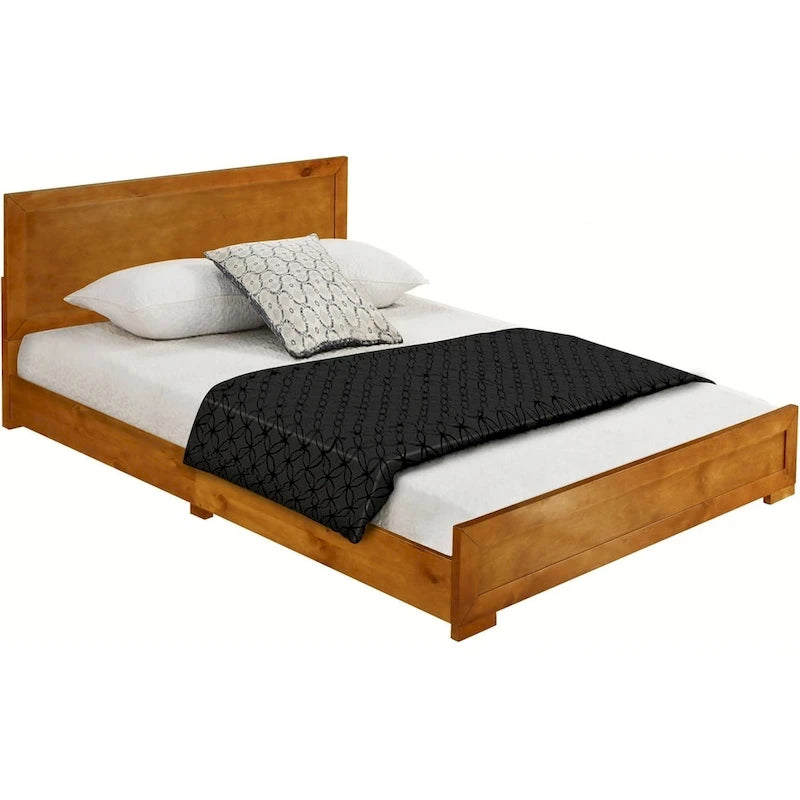 Cadre de lit Queen en bois massif et manufacturé avec tête de lit