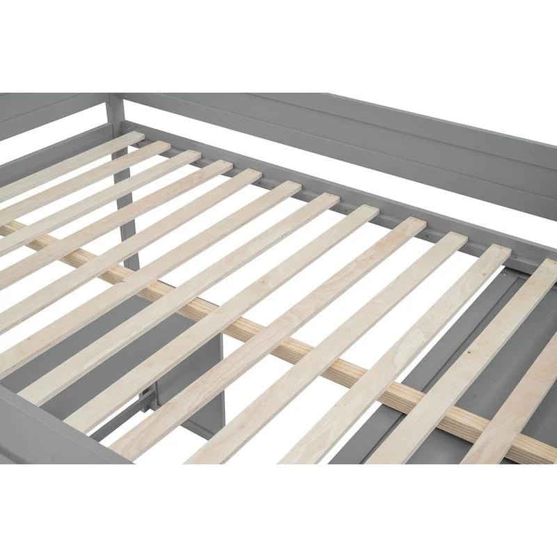 Lit mezzanine double en bois avec armoires et bureau 2 tiroirs avec armoire de rangement