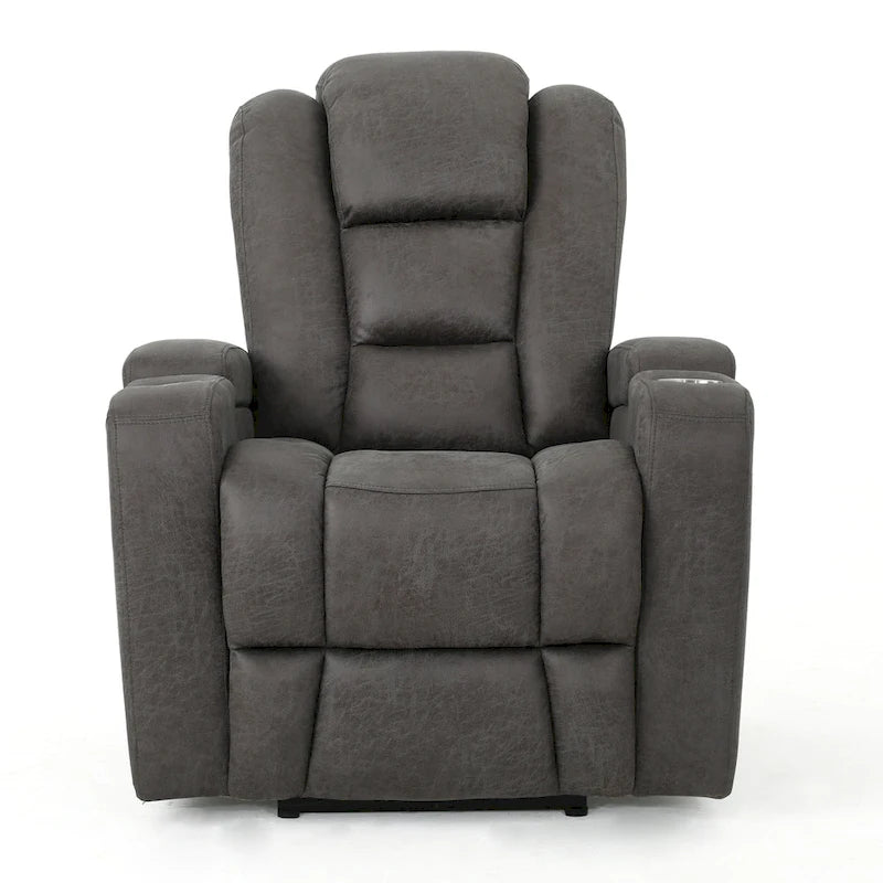 Fauteuil inclinable électrique standard de 84 cm de large avec rangement dans les accoudoirs et port USB, couleur ardoise