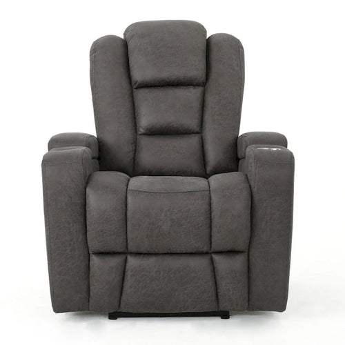 Fauteuil inclinable électrique standard de 84 cm de large avec rangement dans les accoudoirs et port USB, couleur ardoise
