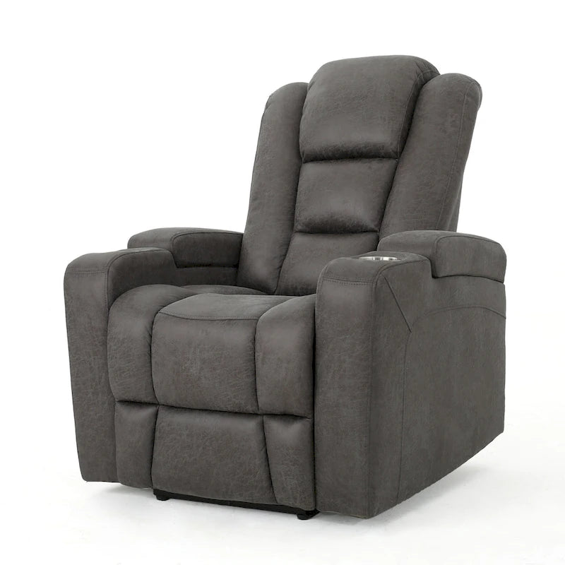 Fauteuil inclinable électrique standard de 84 cm de large avec rangement dans les accoudoirs et port USB, couleur ardoise