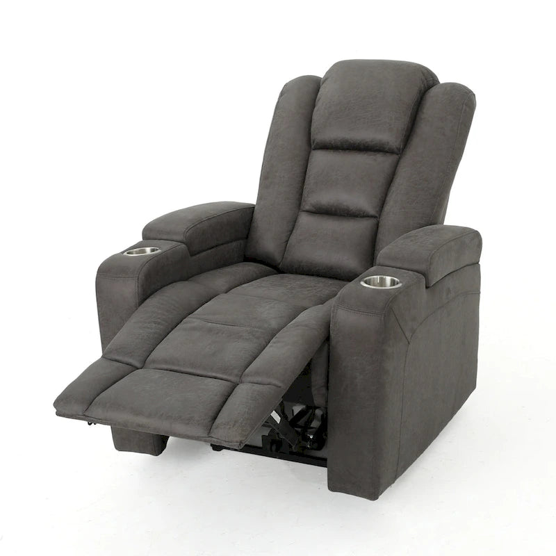 Fauteuil inclinable électrique standard de 84 cm de large avec rangement dans les accoudoirs et port USB, couleur ardoise