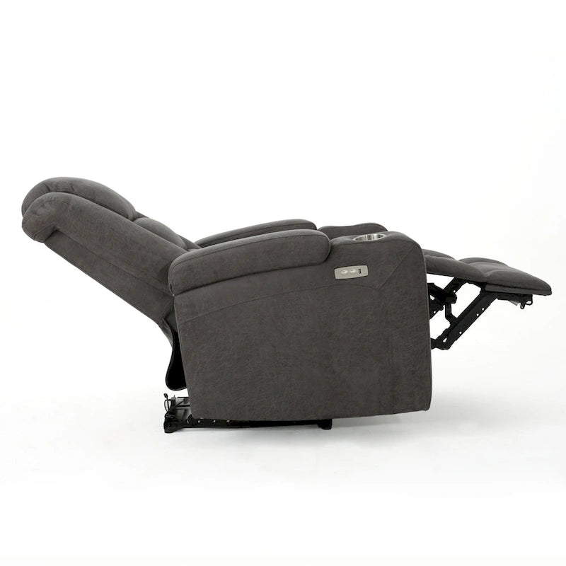Fauteuil inclinable électrique standard de 84 cm de large avec rangement dans les accoudoirs et port USB, couleur ardoise