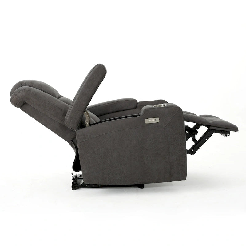 Fauteuil inclinable électrique standard de 84 cm de large avec rangement dans les accoudoirs et port USB, couleur ardoise