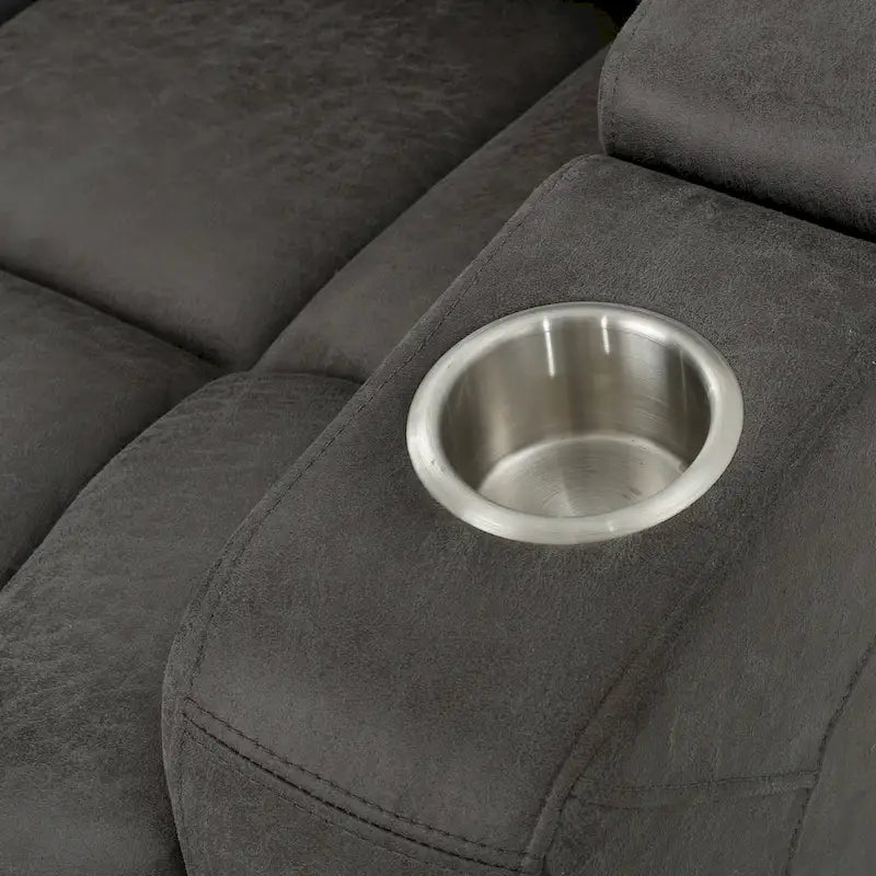 Fauteuil inclinable électrique standard de 84 cm de large avec rangement dans les accoudoirs et port USB, couleur ardoise