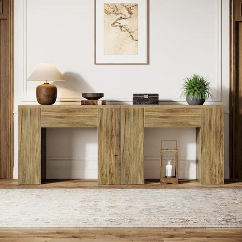 Table d'appoint de canapé de 80 cm, table d'appoint de canapé moderne du milieu du siècle avec piédestal en bois