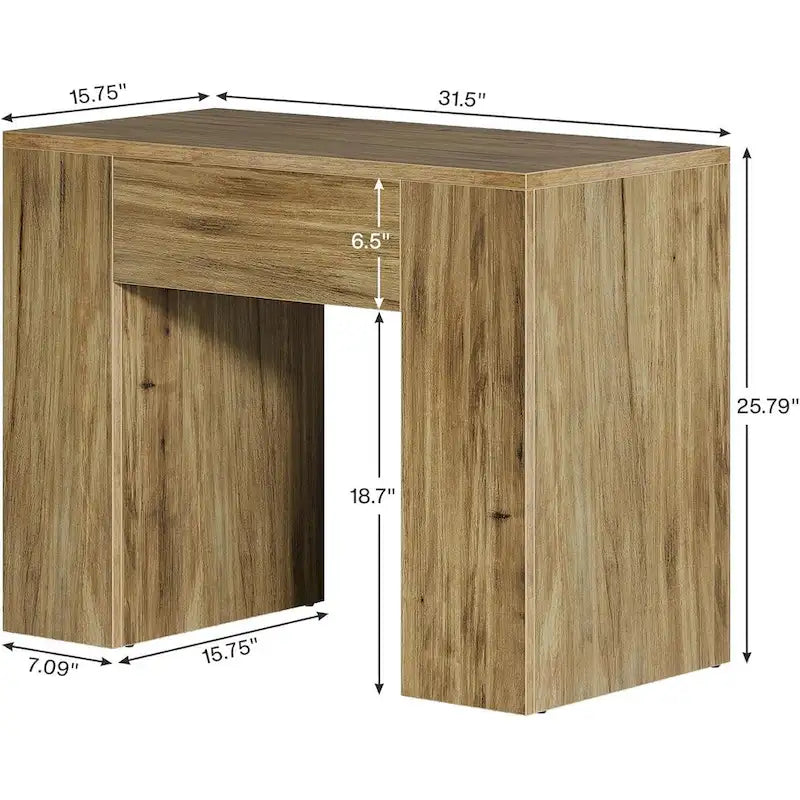 Table d'appoint de canapé de 80 cm, table d'appoint de canapé moderne du milieu du siècle avec piédestal en bois