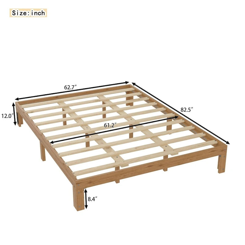 Lit plateforme queen en bois avec support à lattes