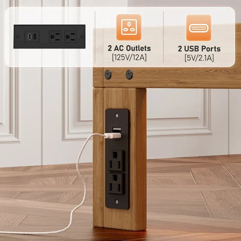 Lit plateforme queen en bois avec support à lattes