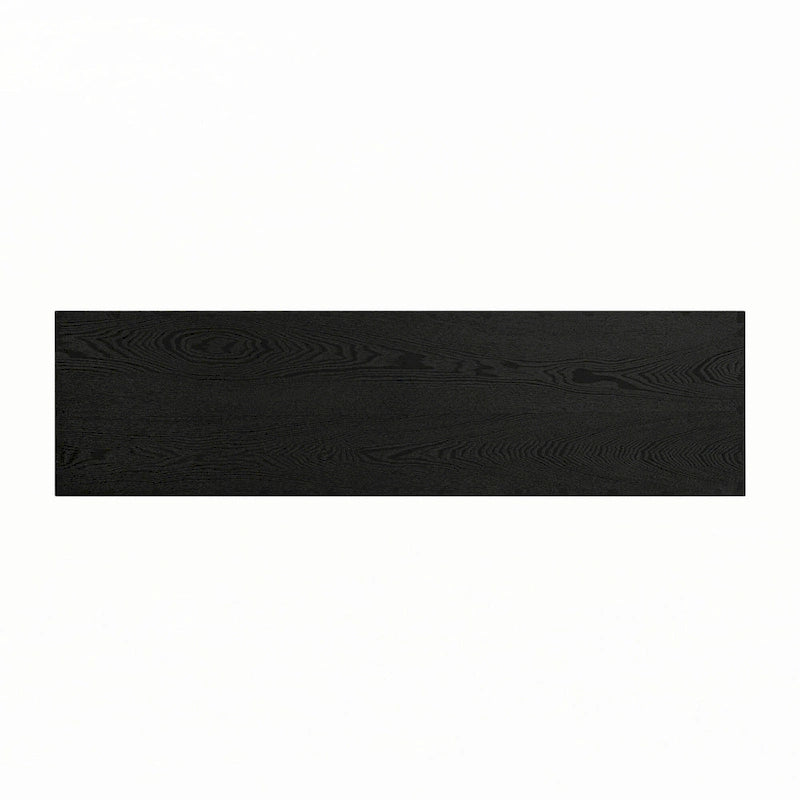 Console étroite avec accent en rotin (noir antique)