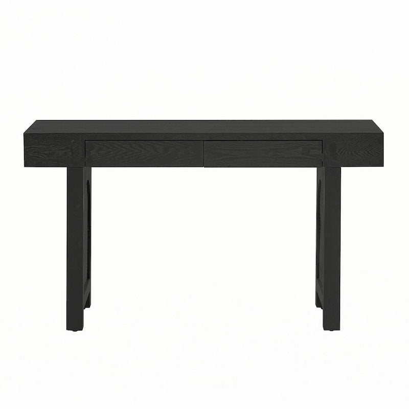 Console étroite avec accent en rotin (noir antique)