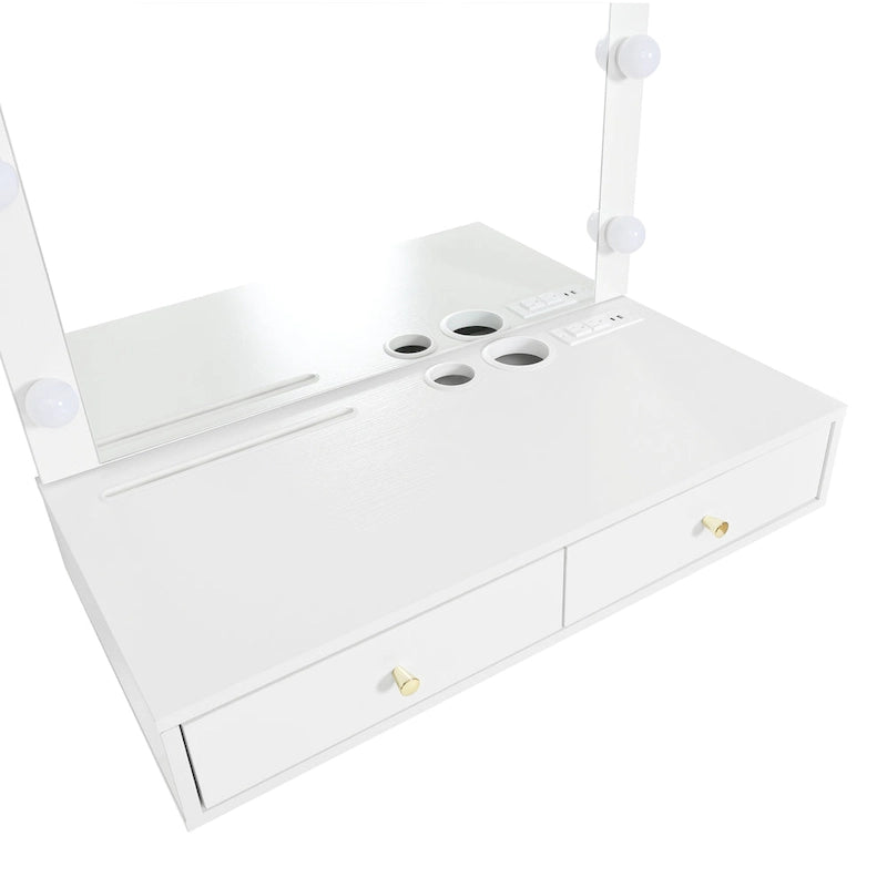 Coiffeuse murale flottante avec miroir et éclairage 3 couleurs