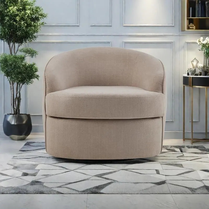 Fauteuil baril pivotant 360° en tissu performance avec coussins en mousse haute densité