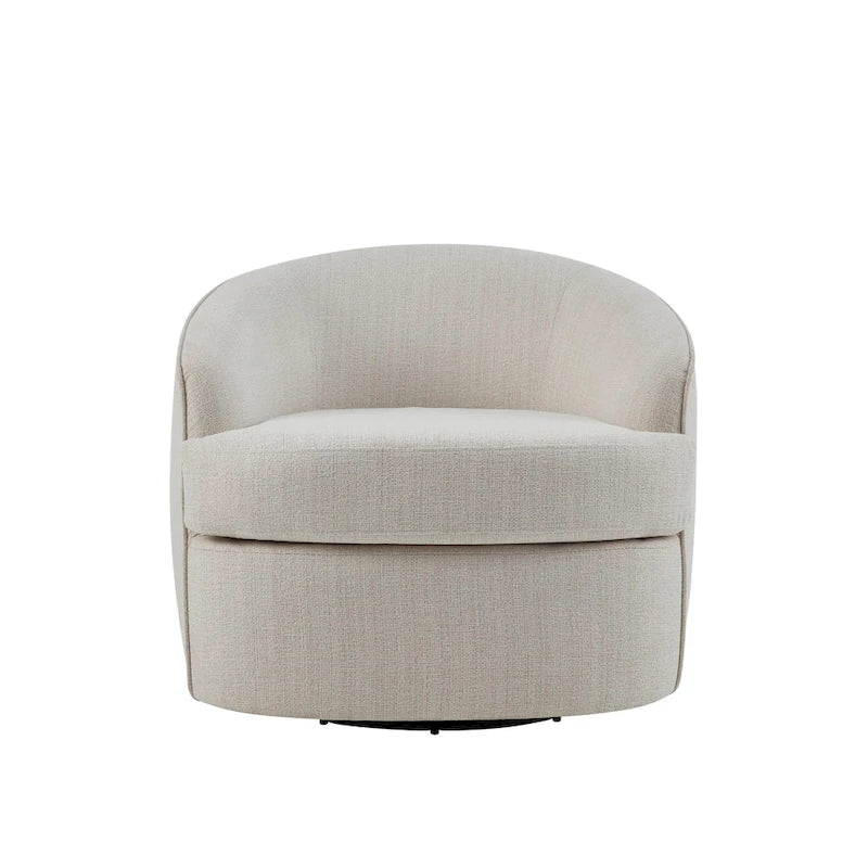 Fauteuil baril pivotant 360° en tissu performance avec coussins en mousse haute densité